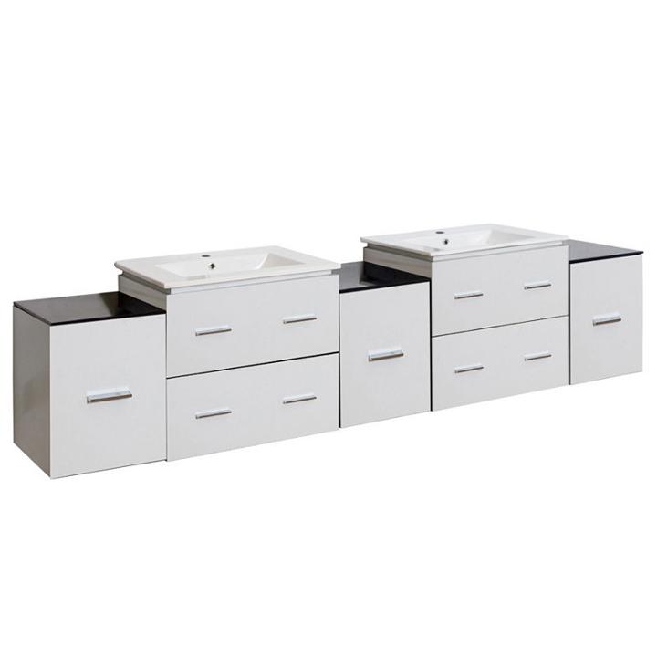 88.5-in. W Wall Mount White Vanity Set For 1 Holedrilling