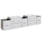 88.5-in. W Wall Mount White Vanity Set For 1 Holedrilling