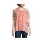 St. John's Bay Short Sleeve Jacquard Jacquard Blouse