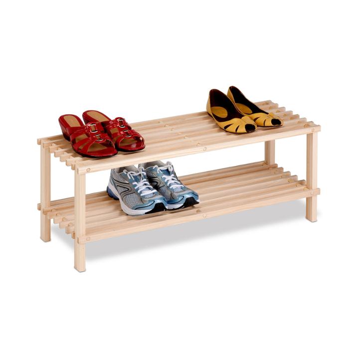 Honey-can-do 2-tier Wood Shoe Rack