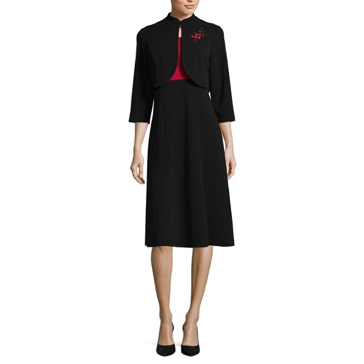 Perceptions Elbow Sleeve Embroidered Jacket Dress