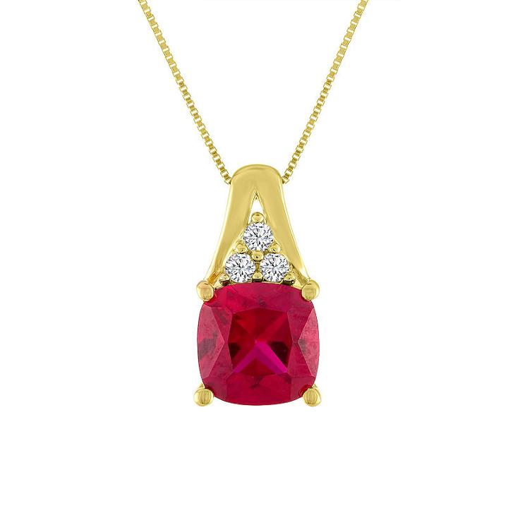 Womens Lab Created Red Ruby Pendant Necklace
