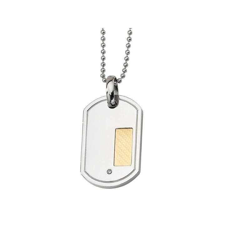 Mens Diamond Accent Stainless Steel & 18k Yellow Gold Plated Pendant