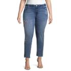 Boutique + Curvy Fit Skinny Leg Floral Embroidered Jean - Plus