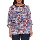 Alfred Dunner Long Sleeve Crew Neck Woven Blouse-plus