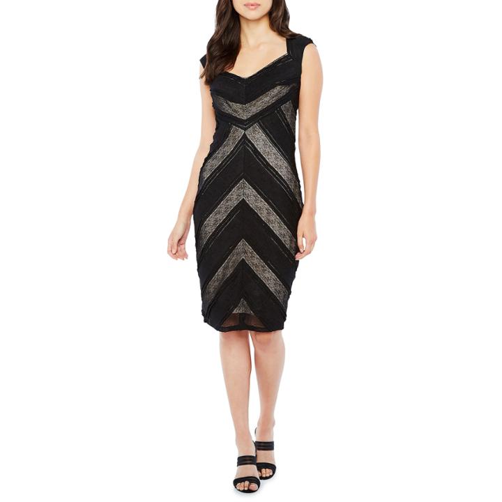 Melrose Sleeveless Chevron Sheath Dress