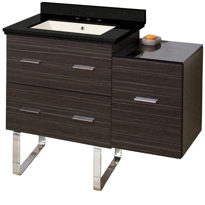37.75-in. W Floor Mount Dawn Grey Vanity Set For 3h8-in. Drilling Black Galaxy Top Biscuit Um Sink