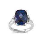 Lab-created Cushion Blue & White Sapphire Sterling Silver Ring