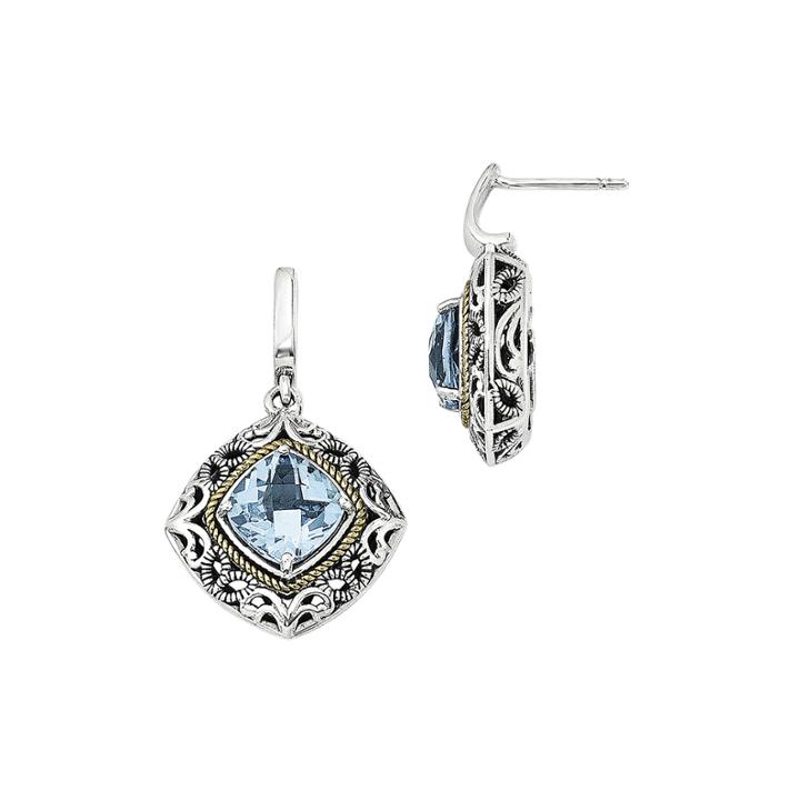 Shey Couture Genuine Blue Topaz Sterling Silver 14k Gold Earrings