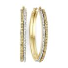 Diamond Fascination&trade; 14k Two-tone Gold Double Oval Hoop Earrings