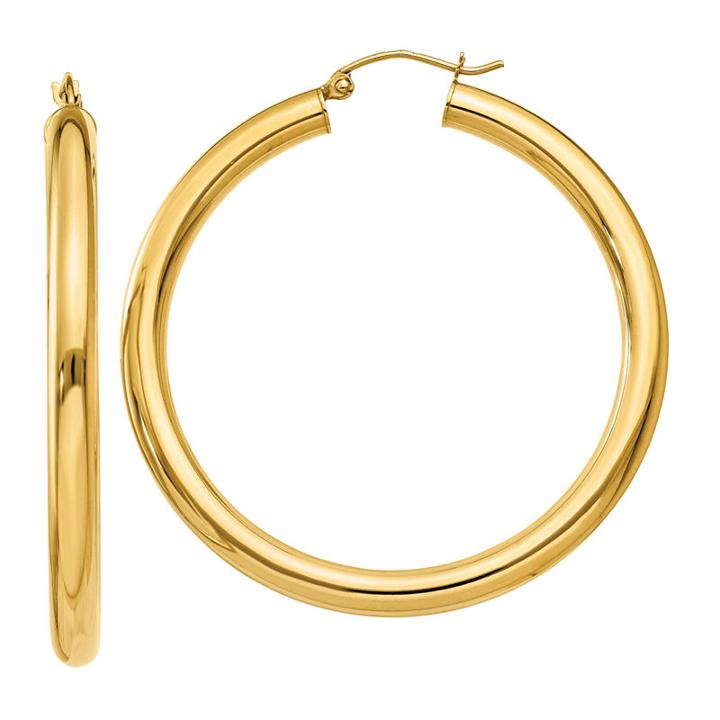 14k Gold 45mm Round Hoop Earrings