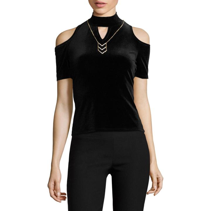 By & By V Neck Velvet Blouse-juniors