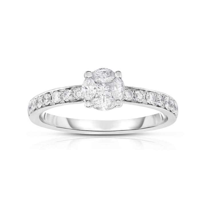 Womens 1/2 Ct. T.w. Genuine White Diamond 14k Gold Cocktail Ring
