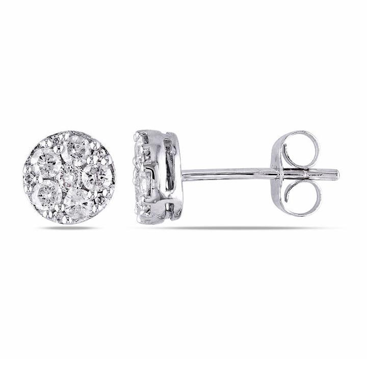 1/2 Ct. T.w. Genuine White Diamond 10k Gold 6.5mm Stud Earrings