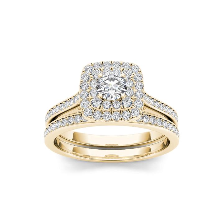 3/4 Ct. T.w. Diamond 10k Yellow Gold Bridal Ring Set