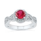 Womens 1/4 Ct. T.w. Red Ruby Sterling Silver Cocktail Ring