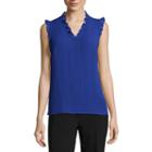 Liz Claiborne V Neck Ruffle Shell