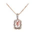 Genuine Morganite And Diamond-accent 14k Rose Gold Pendant Necklace