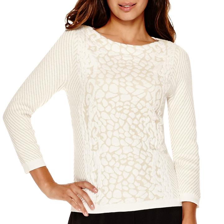 Worthington 3/4-sleeve Textured Pullover Sweater