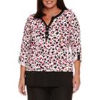 Alfred Dunner Theater Distric 3/4 Sleeve Animal Boarder Print Tunic