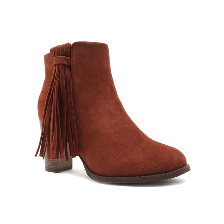 Qupid Margo Fringe Ankle Booties