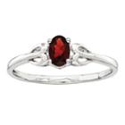Womens Genuine Garnet Red Sterling Silver Delicate Ring