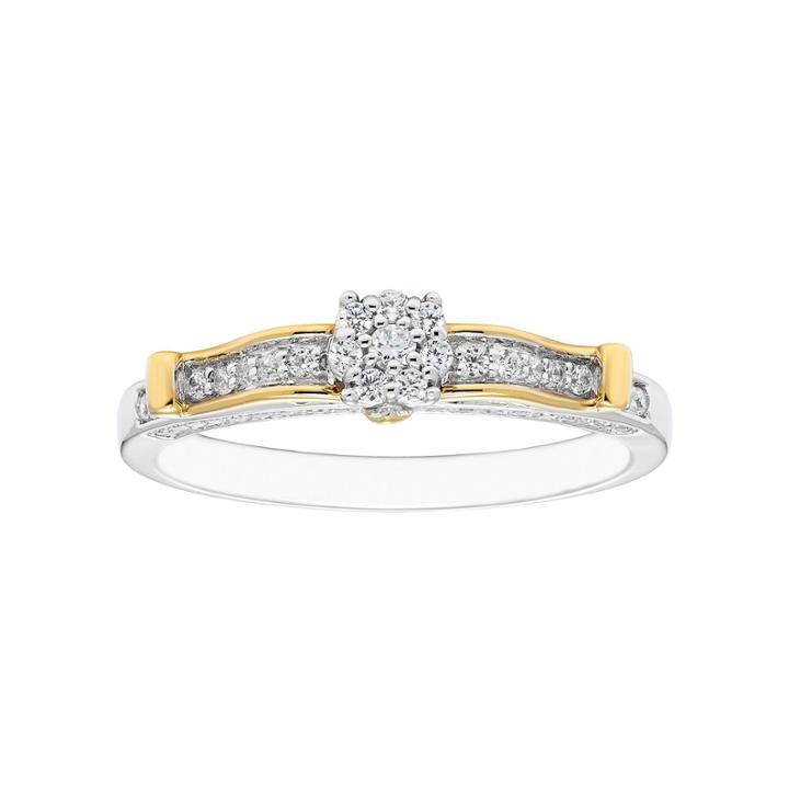 Enchanted By Disney Womens 1/4 Ct. T.w. Genuine Round White Diamond 10k Gold Engagement Ring