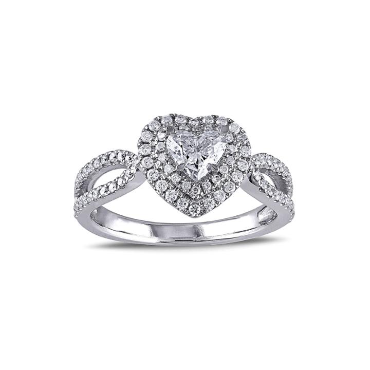 1 Ct. T.w. Diamond 14k White Gold Openwork Heart Ring
