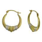 Two-tone Heart Hoop Earrings 14k Gold