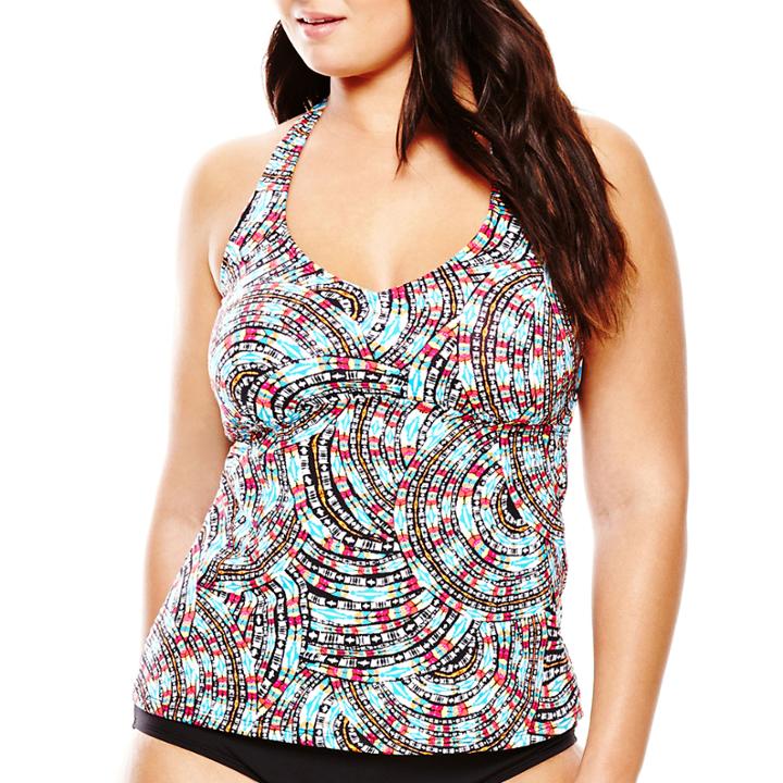 A.n.a Sun Ray Print Halterkini Swim Top - Plus