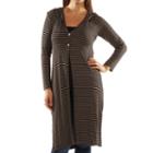 24/7 Comfort Apparel Women's Striped Knee-length Shrug