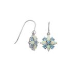 Genuine Swiss Blue Topaz And Lab-created Opal Cluster Earrings