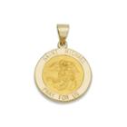 14k Yellow Gold Round Saint Michael Medal Charm Pendant