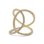 Cubic Zirconia Double-loop 14k Yellow Gold Over Silver Ring