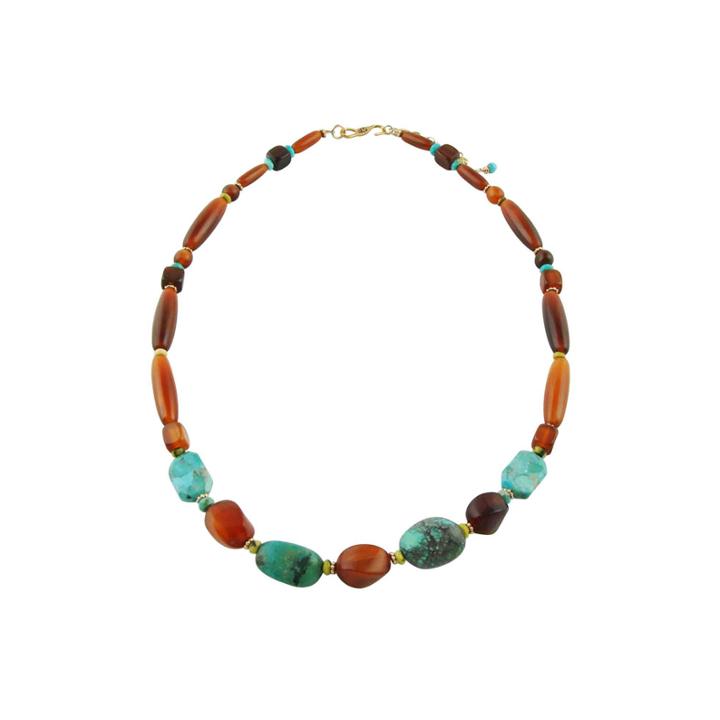 Bijoux Bar Multi Color Amber Bronze Beaded Necklace