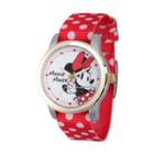 Disney Womens Minnie Mouse Red And White Polka Dot Strap Watch