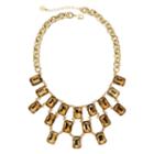 Monet Light Brown Crystal Gold-tone Statement Necklace
