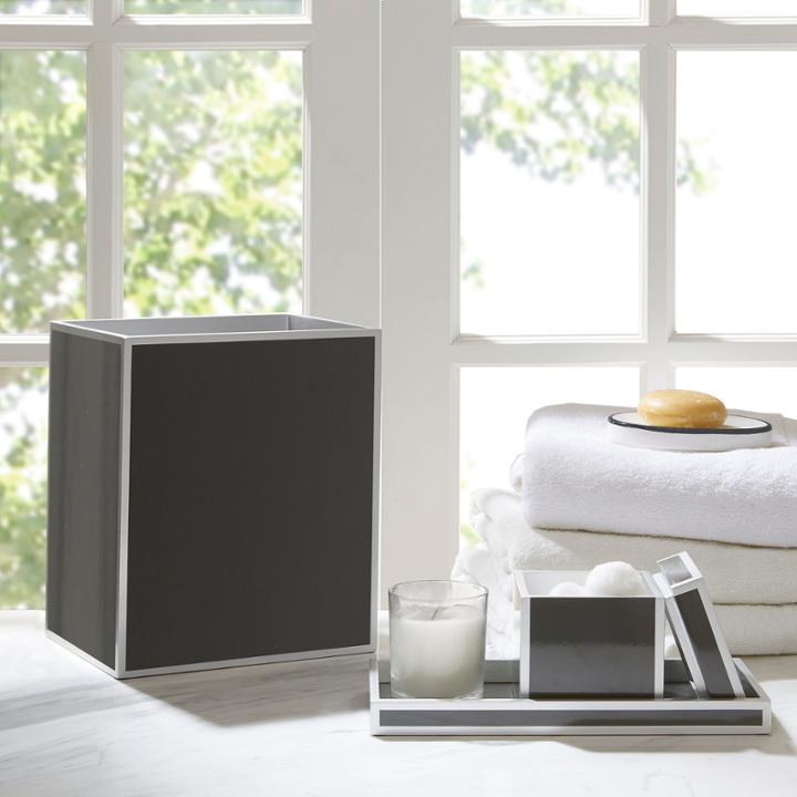 Madison Park Grey Lacquered 3-pc Bath Accessory Set