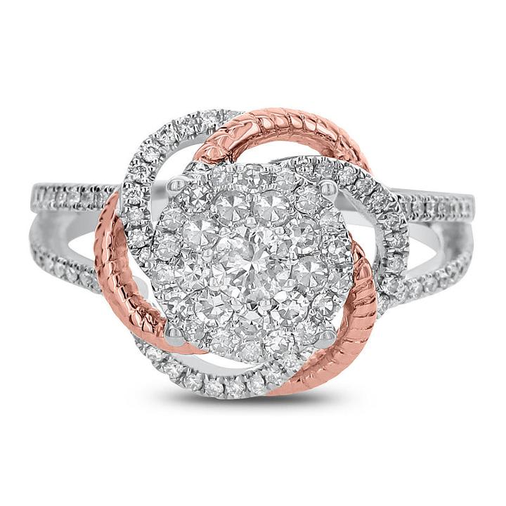 Womens 3/4 Ct. T.w. Diamond White 14k Rose Gold Cocktail Ring