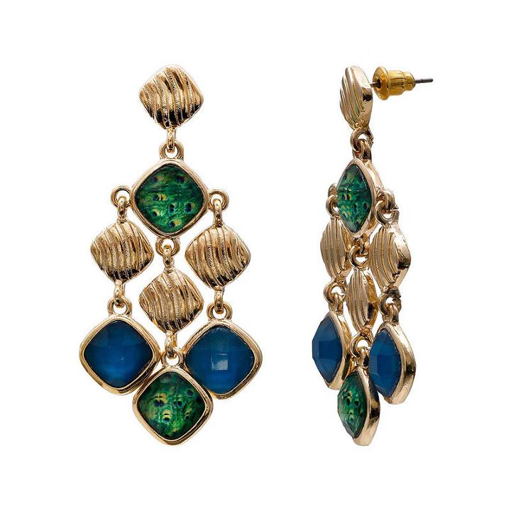 Mixit&trade; Peacock Diamond-shaped Drop Earrings