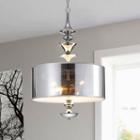 Yemisi 3-light Chrome Glass 16-inch Drum Pendant