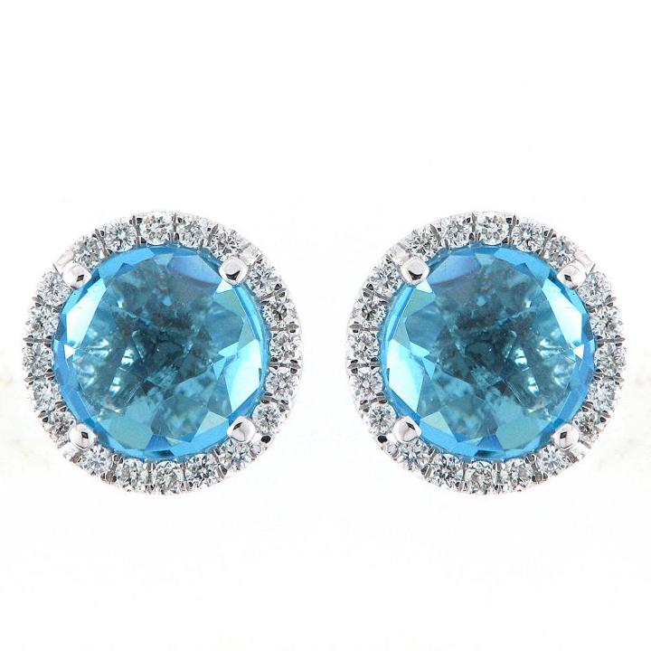 1/5 Ct. T.w. Round Blue Topaz 18k Gold Stud Earrings