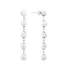 Sparkle Allure Crystal 5 Pave Ball Silver Plated Drop Earrings