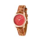 Earth Wood Canopies Red Dial Leather-band Watch Ethew2904