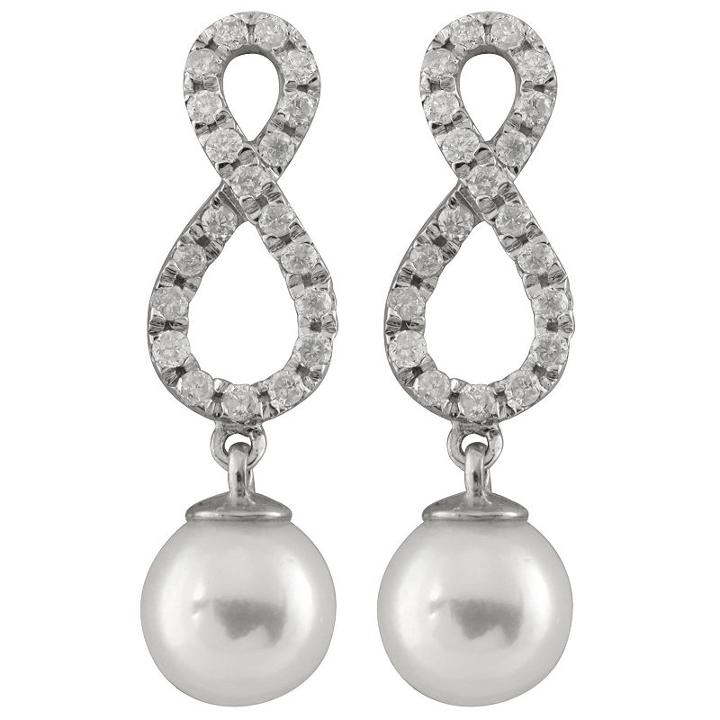 3/8 Ct. T.w. Genuine White Pearl 14k Gold Round Drop Earrings