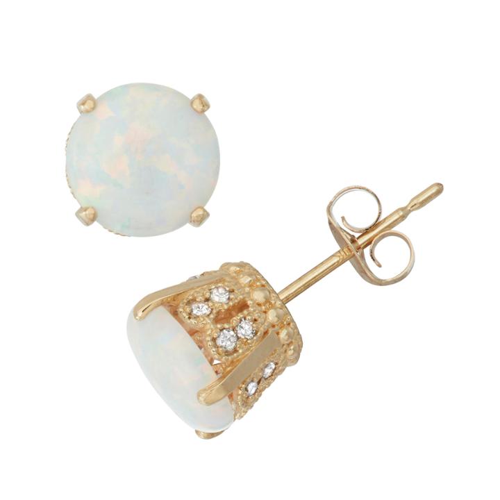 1/6 Ct. T.w. Round White Opal 10k Gold Stud Earrings