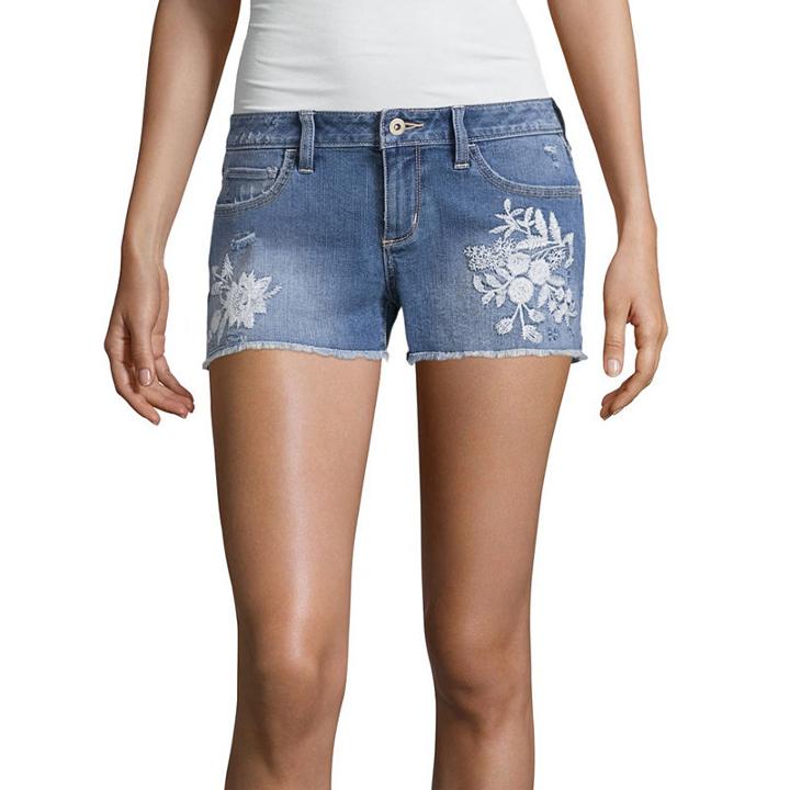 Arizona 2.5 White Embroidered Shorts-juniors