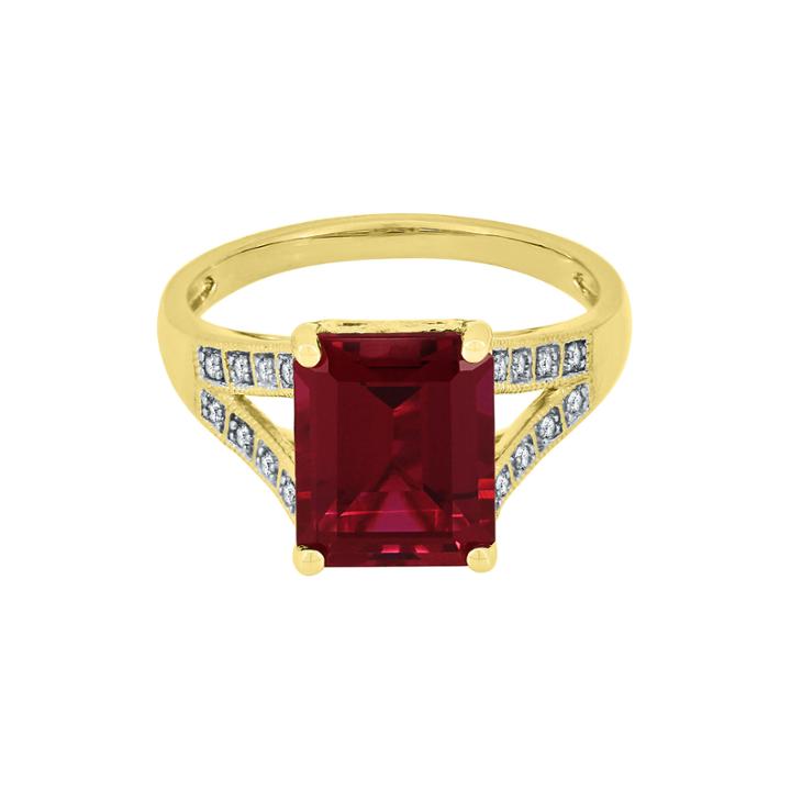 Lab-created Ruby And White Sapphire Split-shank Ring