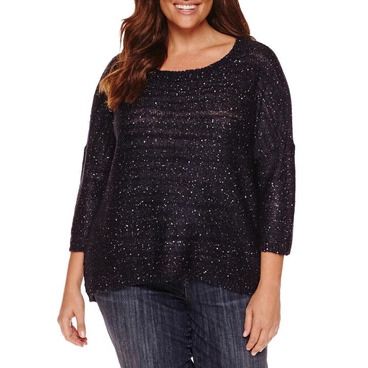 A.n.a 3/4 Sleeve Crew Neck Pullover Sweater-plus