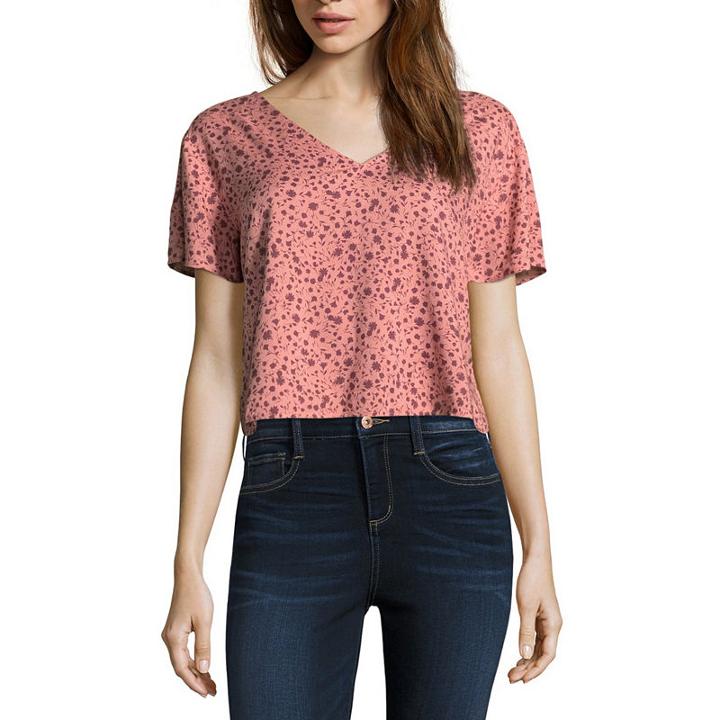 Arizona Short Sleeve V Neck Blouse-juniors